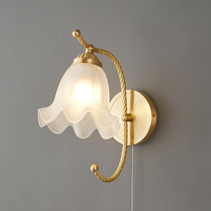 Full Copper Flower Glass Wall Lamp