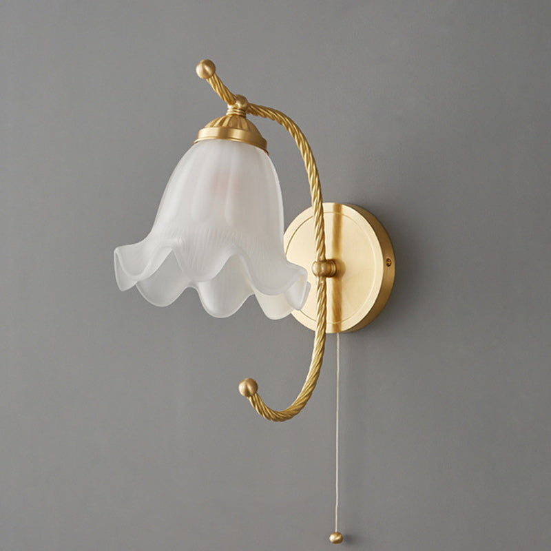 Full Copper Flower Glass Wall Lamp