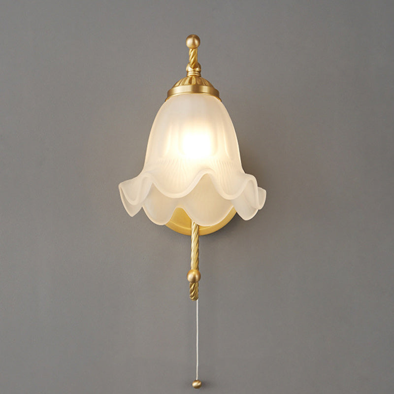Full Copper Flower Glass Wall Lamp