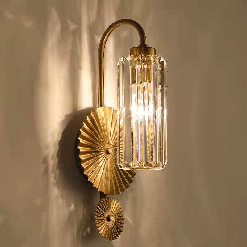 Hardware Crystal Cylinder Bedroom Wall Lamp