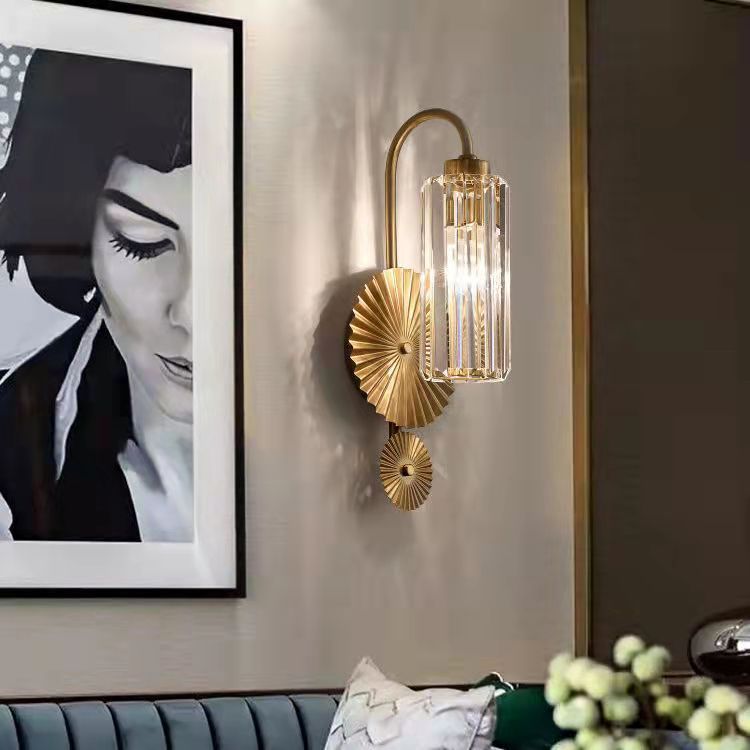 Hardware Crystal Cylinder Bedroom Wall Lamp