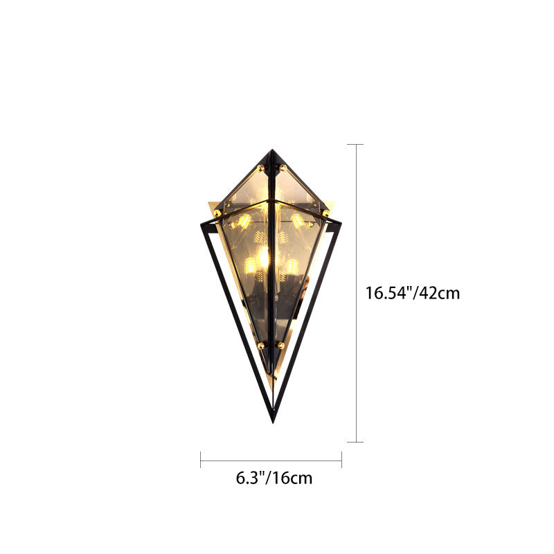 Rhombic Hardware Glass Bedroom Wall Lamp