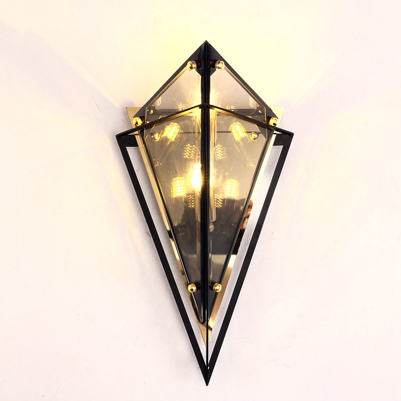 Rhombic Hardware Glass Bedroom Wall Lamp