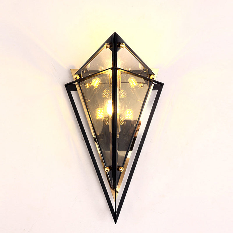Rhombic Hardware Glass Bedroom Wall Lamp