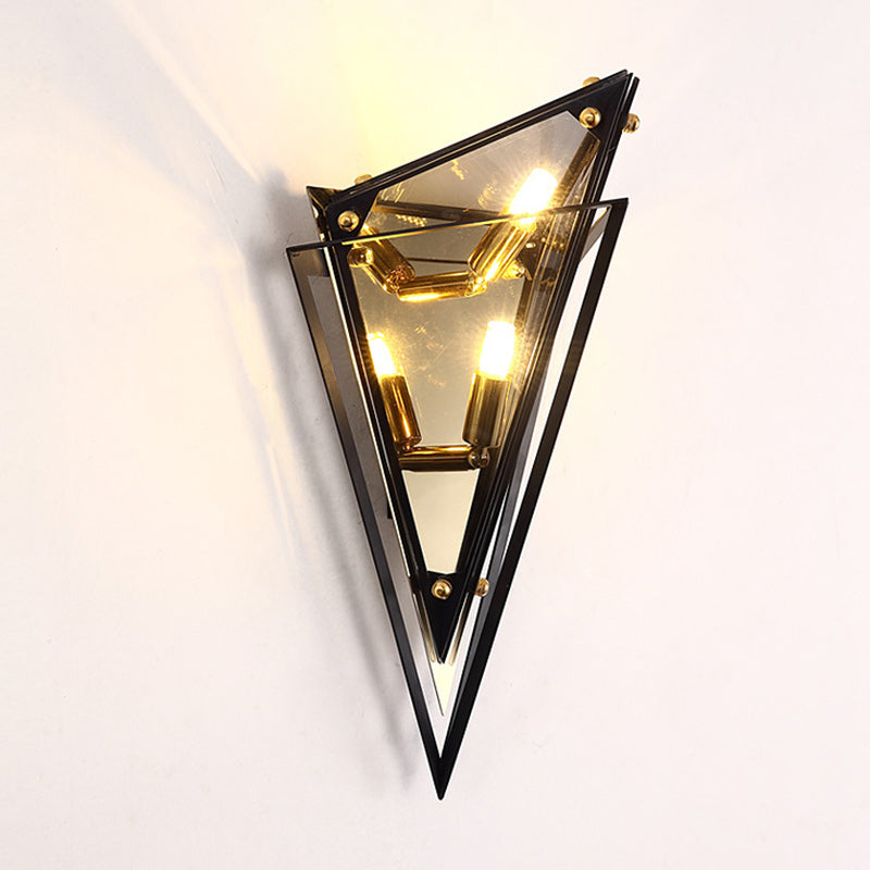 Rhombic Hardware Glass Bedroom Wall Lamp