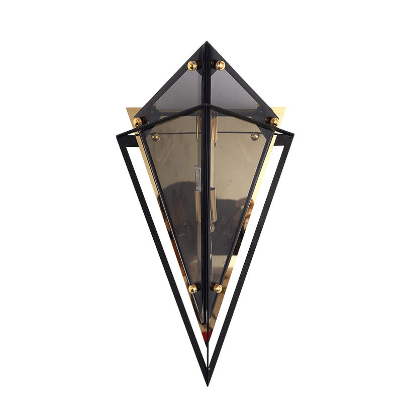 Rhombic Hardware Glass Bedroom Wall Lamp