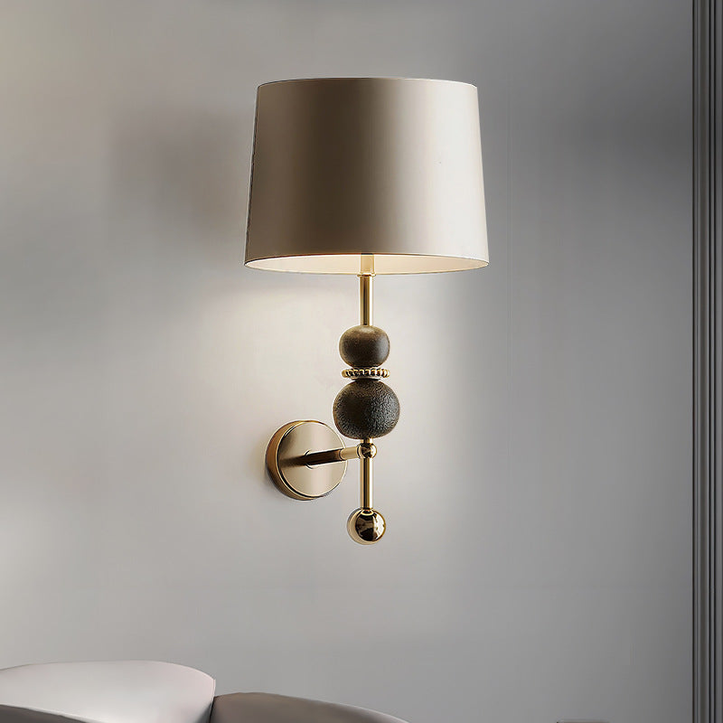 Eclectic Iron Fabric Cylinder Wall Lamp