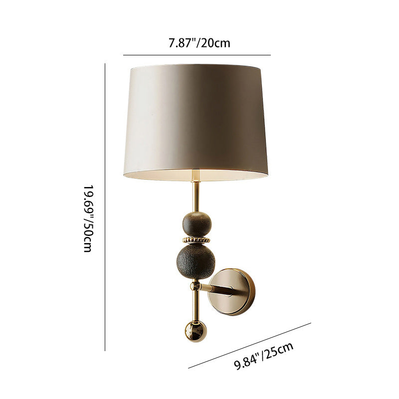 Eclectic Iron Fabric Cylinder Wall Lamp