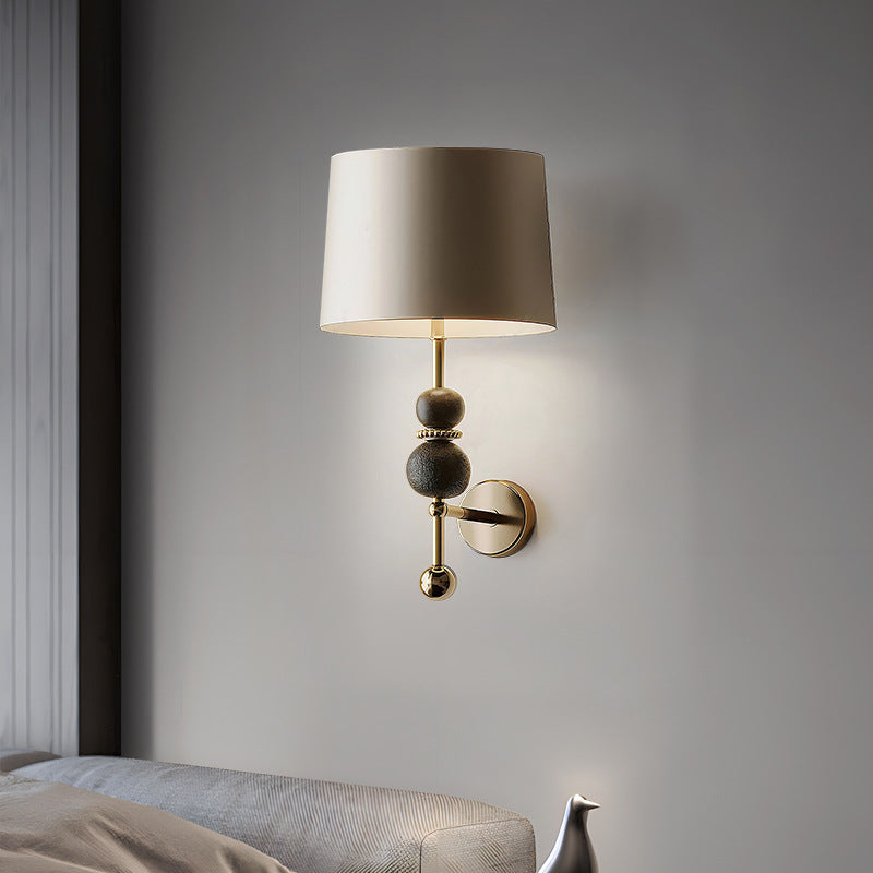 Eclectic Iron Fabric Cylinder Wall Lamp