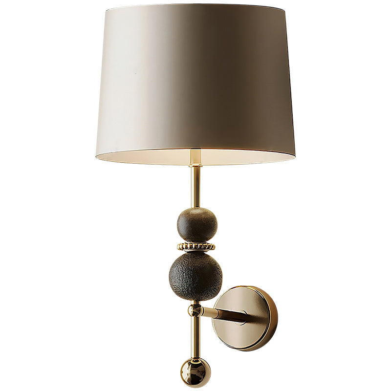 Eclectic Iron Fabric Cylinder Wall Lamp