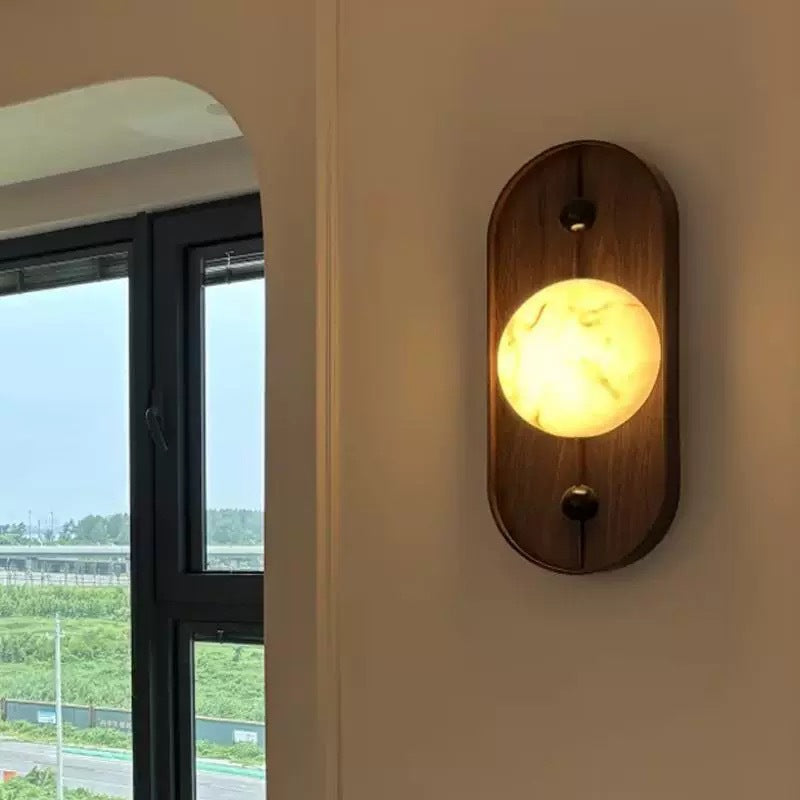 Oval Iron Marble Spherical Wall Lamp