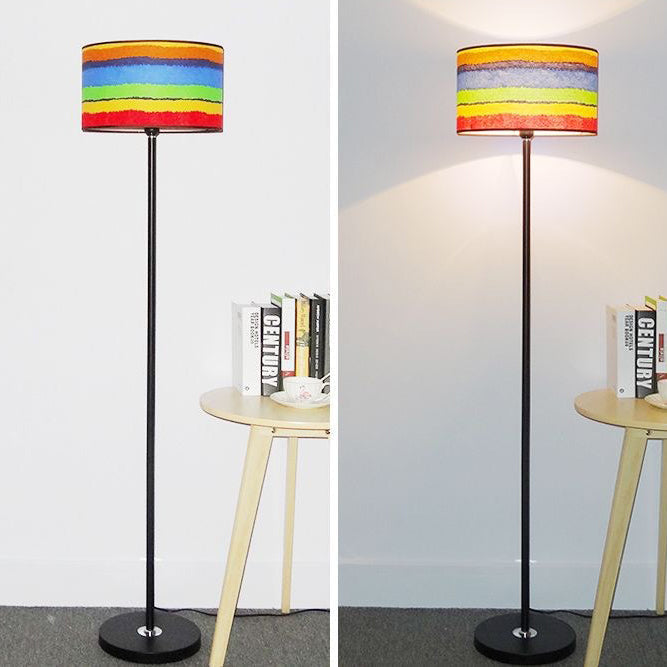 Cylinder Fabric Iron Living Floor Lamp