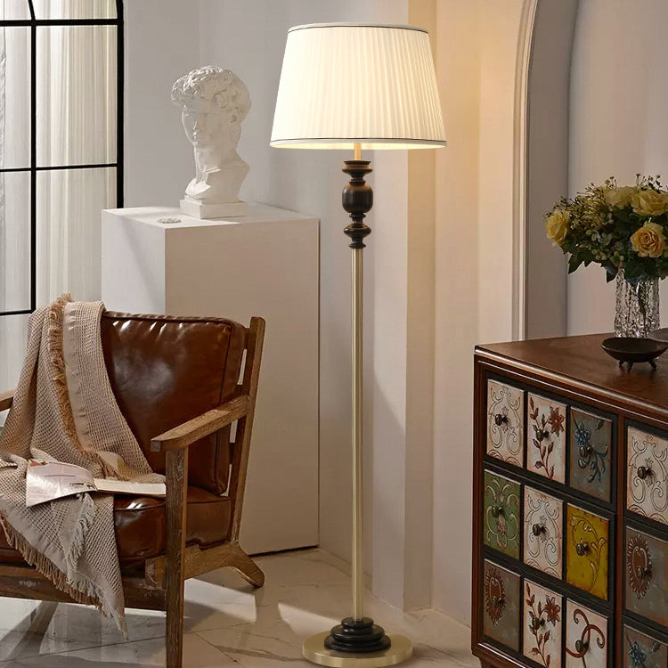 Cylinder Pleated Fabric Solid Floor Lamp