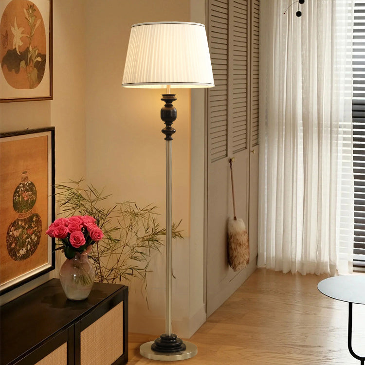 Cylinder Pleated Fabric Solid Floor Lamp
