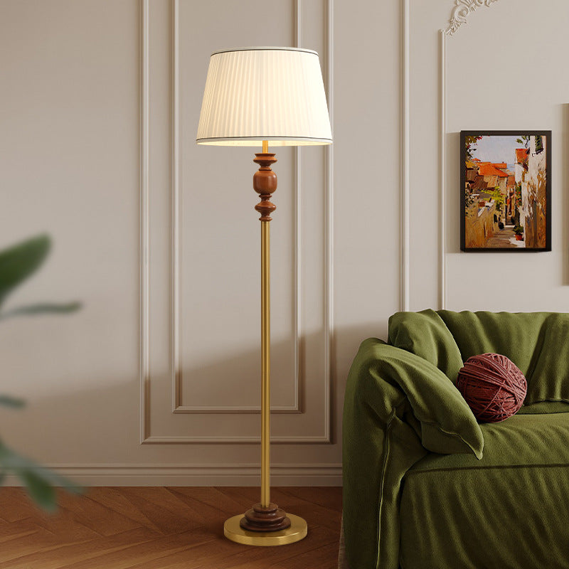 Cylinder Pleated Fabric Solid Floor Lamp