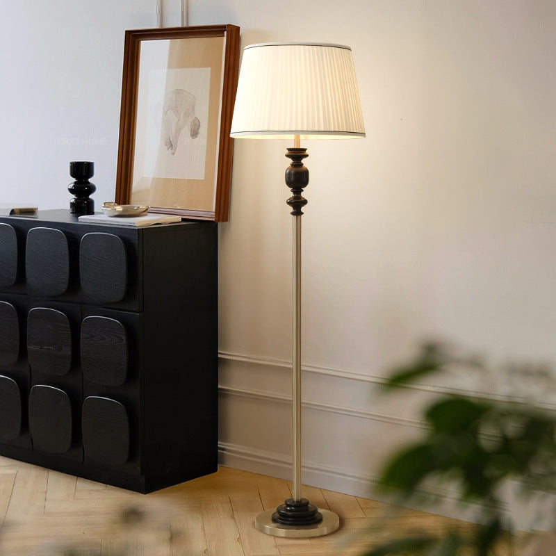 Cylinder Pleated Fabric Solid Floor Lamp