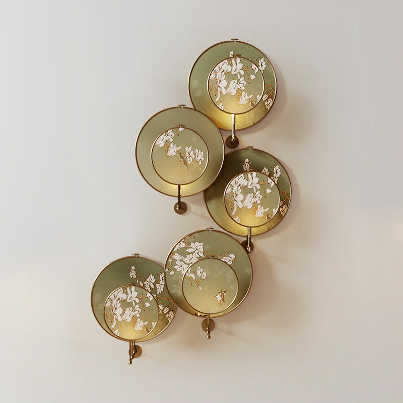Iron Flower Bird Pattern Wall Lamp