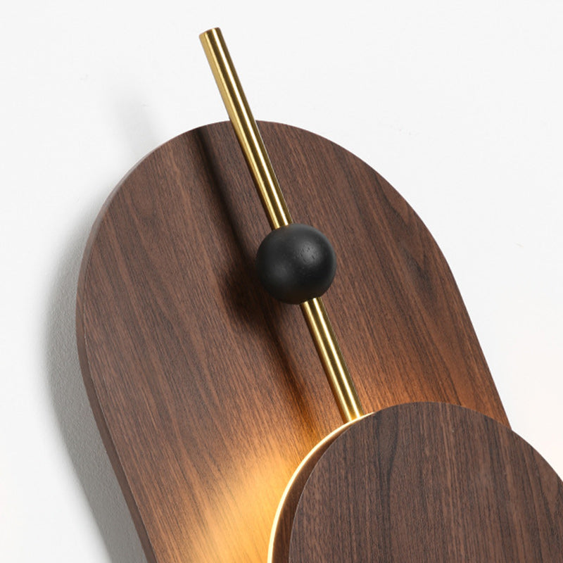 Ellipse Iron Solid Wood Wall Lamp