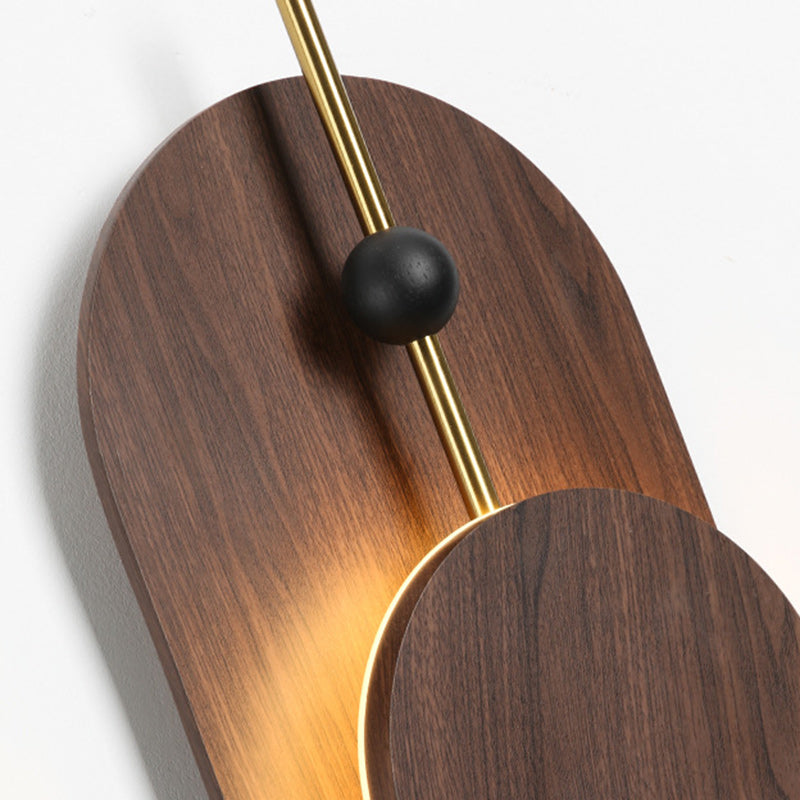 Ellipse Iron Solid Wood Wall Lamp