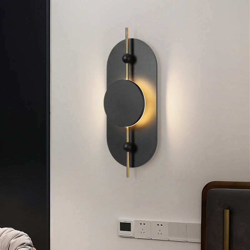 Ellipse Iron Solid Wood Wall Lamp