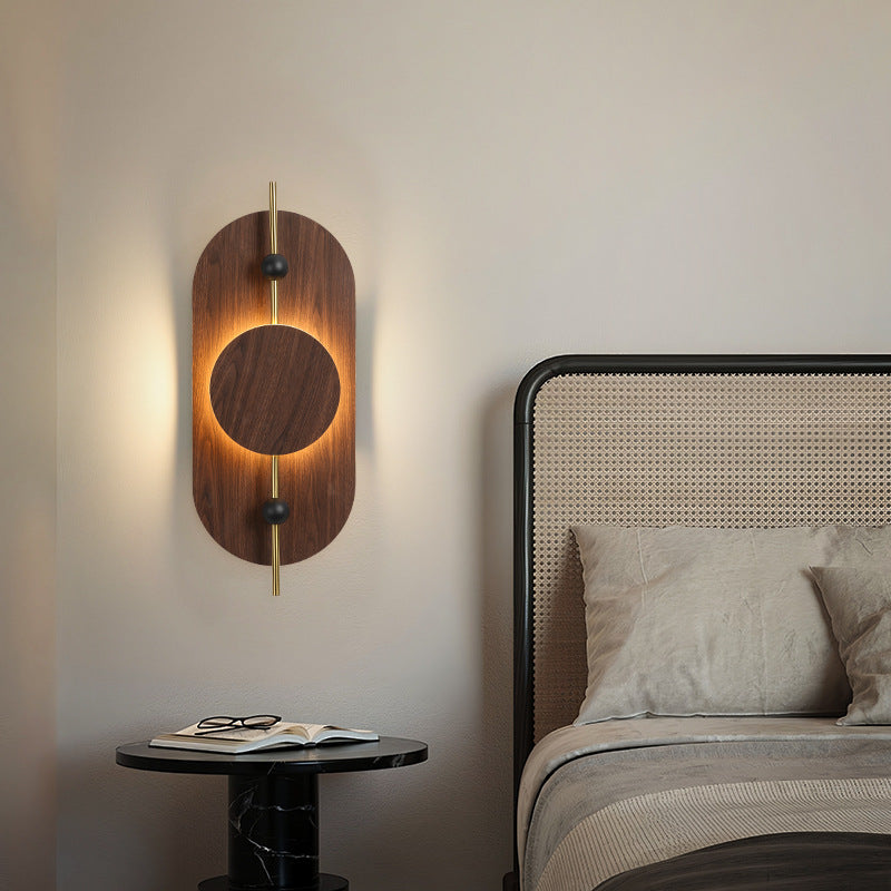 Ellipse Iron Solid Wood Wall Lamp