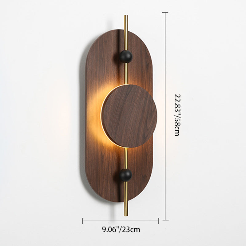 Ellipse Iron Solid Wood Wall Lamp