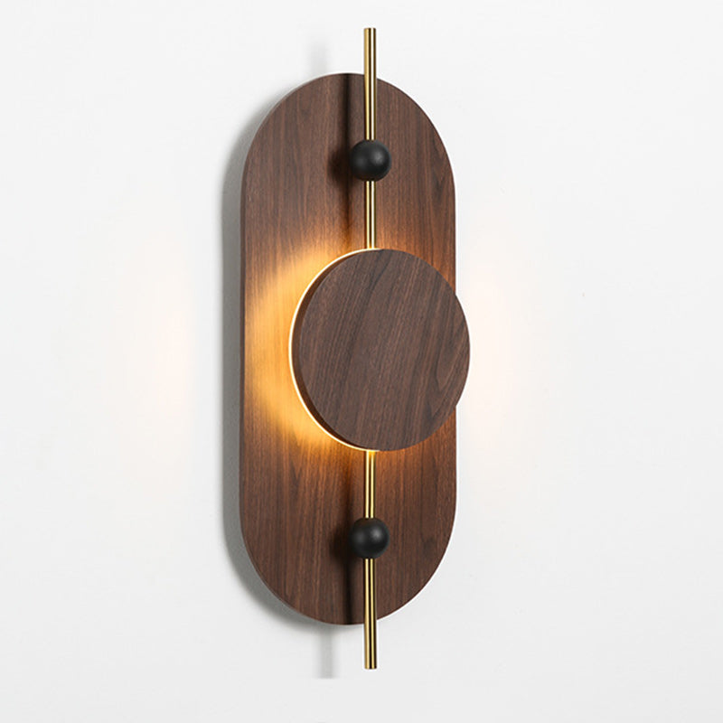 Ellipse Iron Solid Wood Wall Lamp