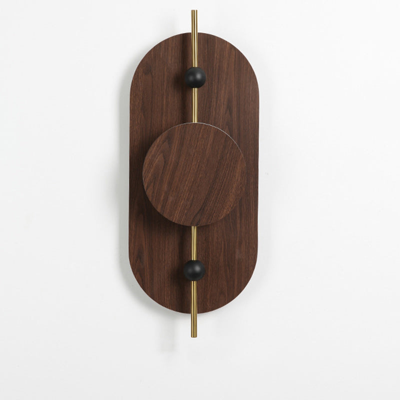 Ellipse Iron Solid Wood Wall Lamp