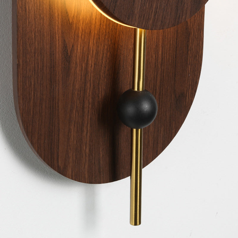 Ellipse Iron Solid Wood Wall Lamp