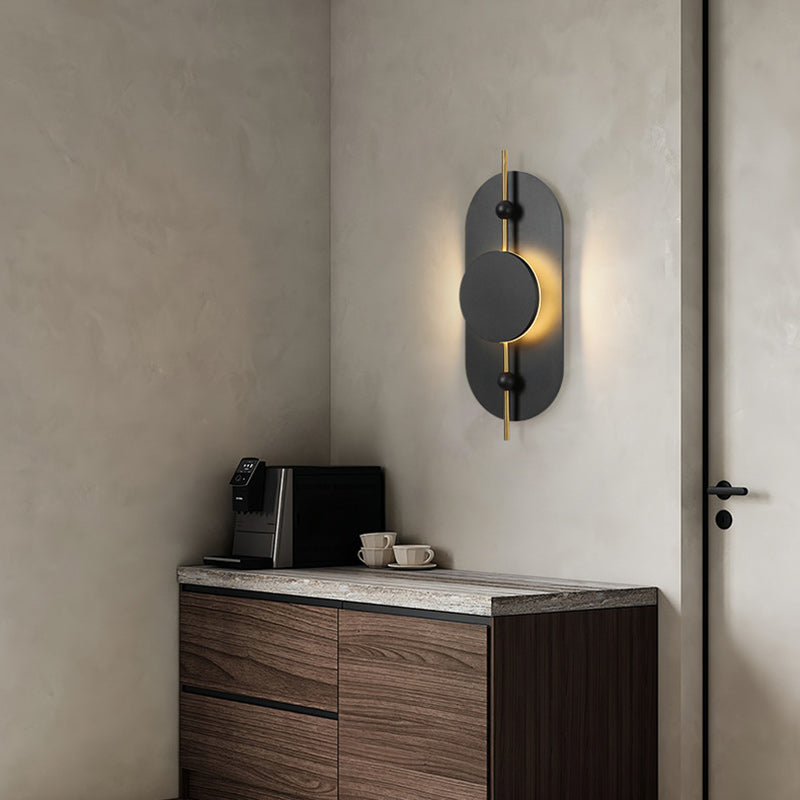 Ellipse Iron Solid Wood Wall Lamp