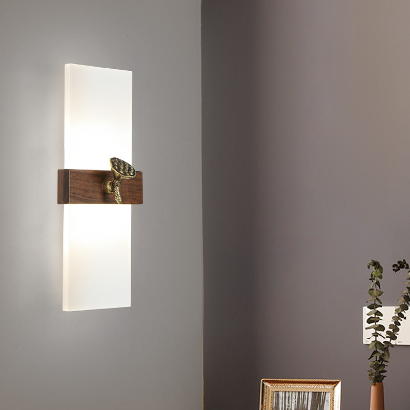 Rectangular Walnut Wood Acrylic Wall Lamp