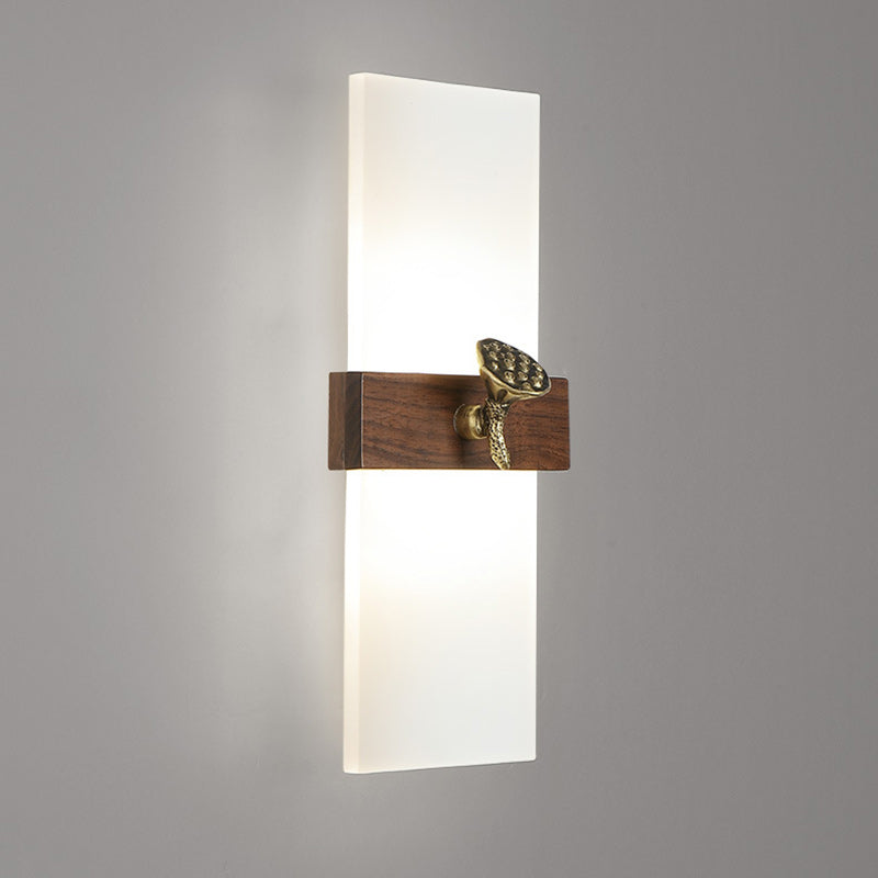 Rectangular Walnut Wood Acrylic Wall Lamp