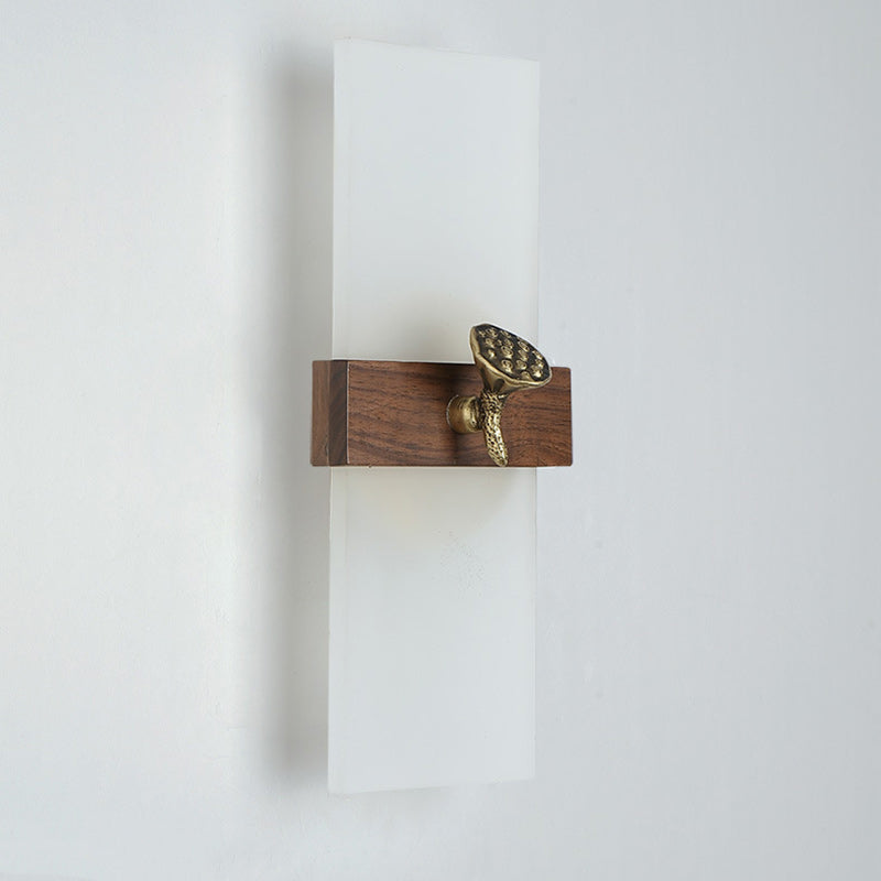 Rectangular Walnut Wood Acrylic Wall Lamp