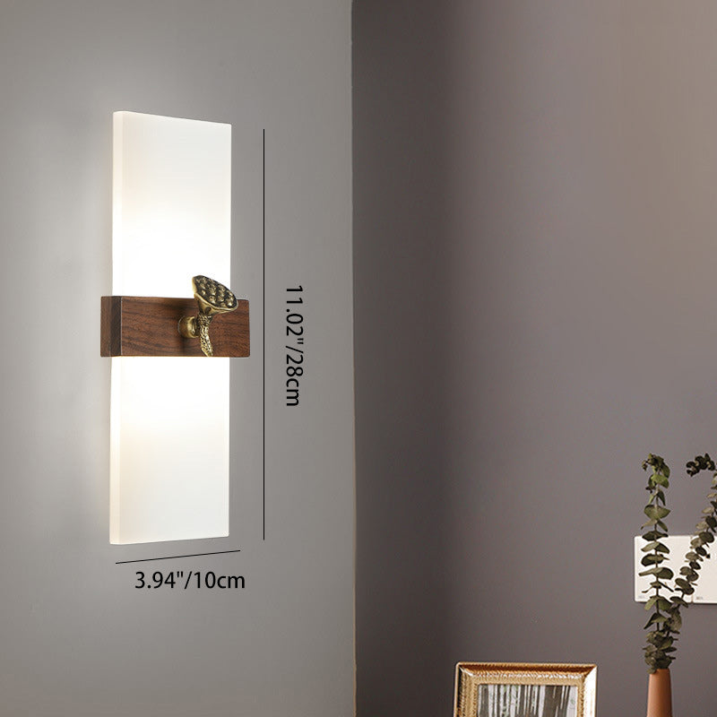 Rectangular Walnut Wood Acrylic Wall Lamp