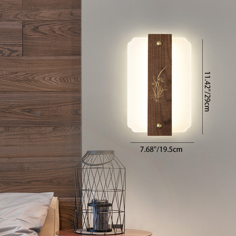 Rectangular Walnut Wood Acrylic Wall Lamp