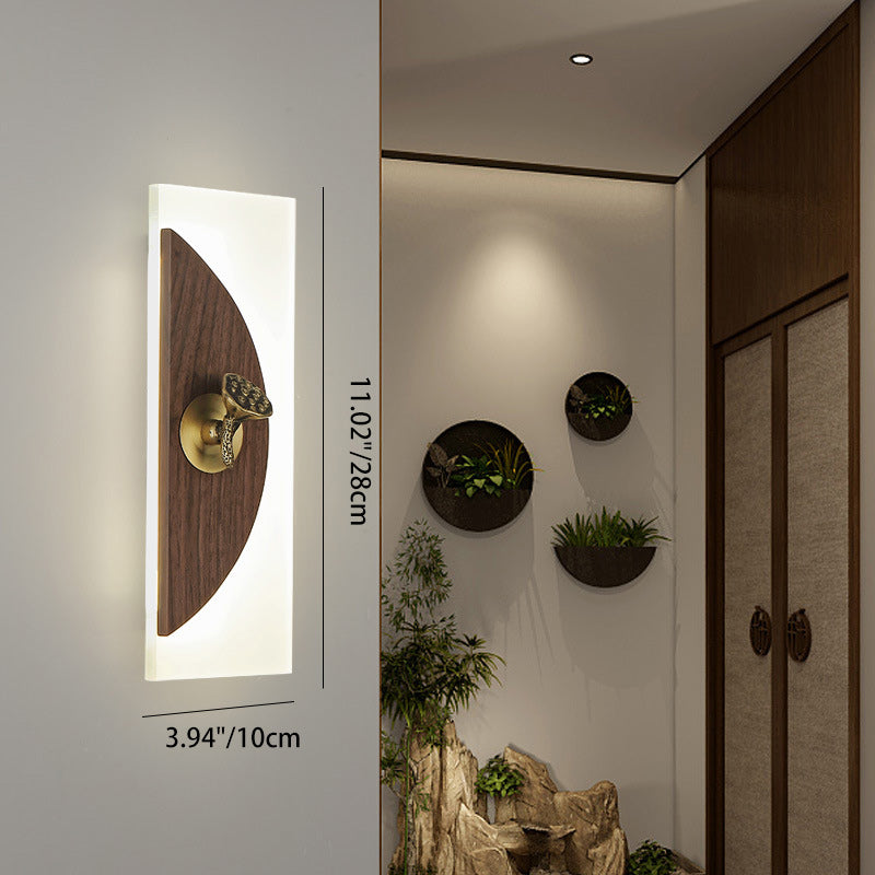 Rectangular Walnut Wood Acrylic Wall Lamp