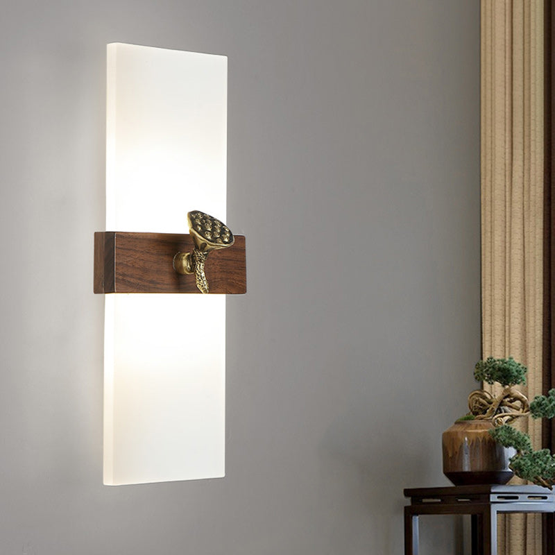 Rectangular Walnut Wood Acrylic Wall Lamp