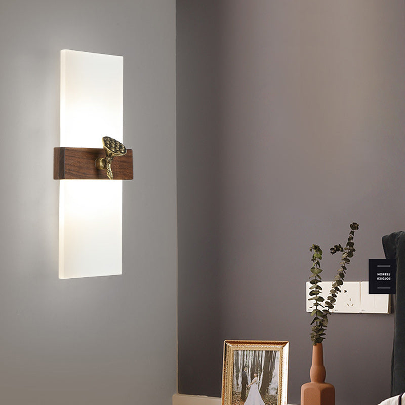 Rectangular Walnut Wood Acrylic Wall Lamp