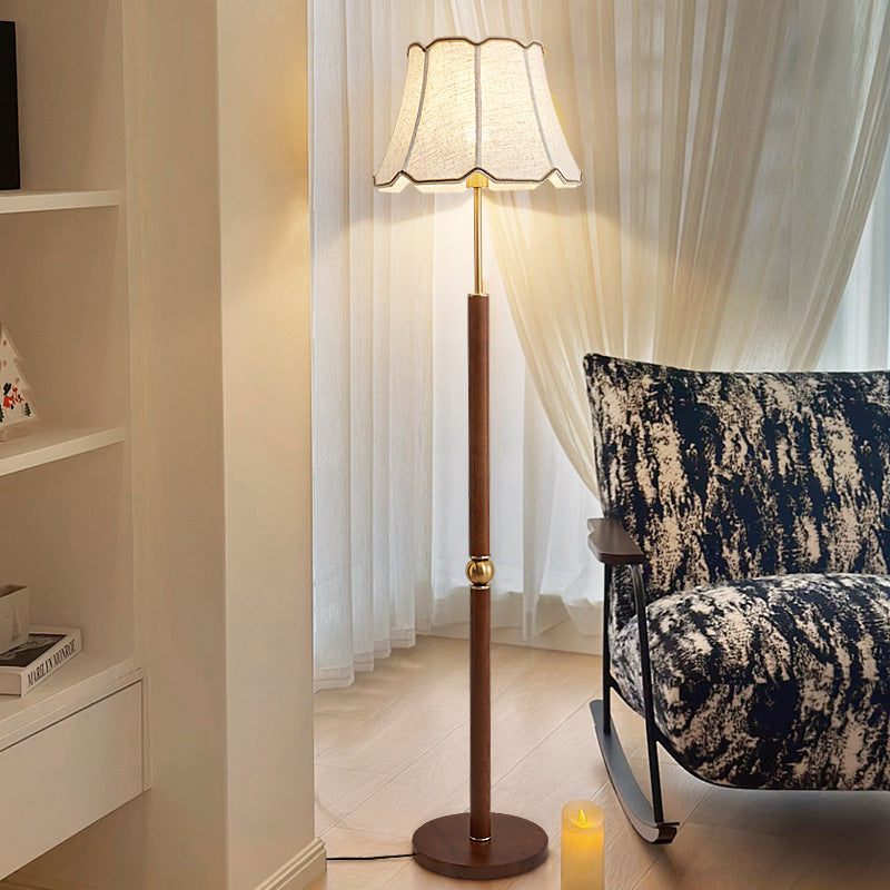 Fabric Hardware Solid Wood Floor Lamp