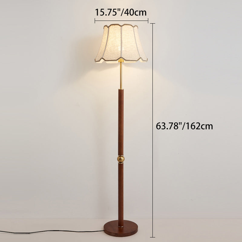 Fabric Hardware Solid Wood Floor Lamp