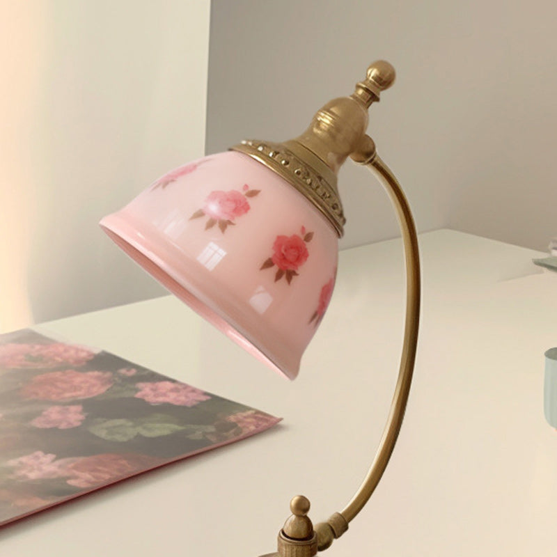 Antique Brass Printed Glass Table Lamp