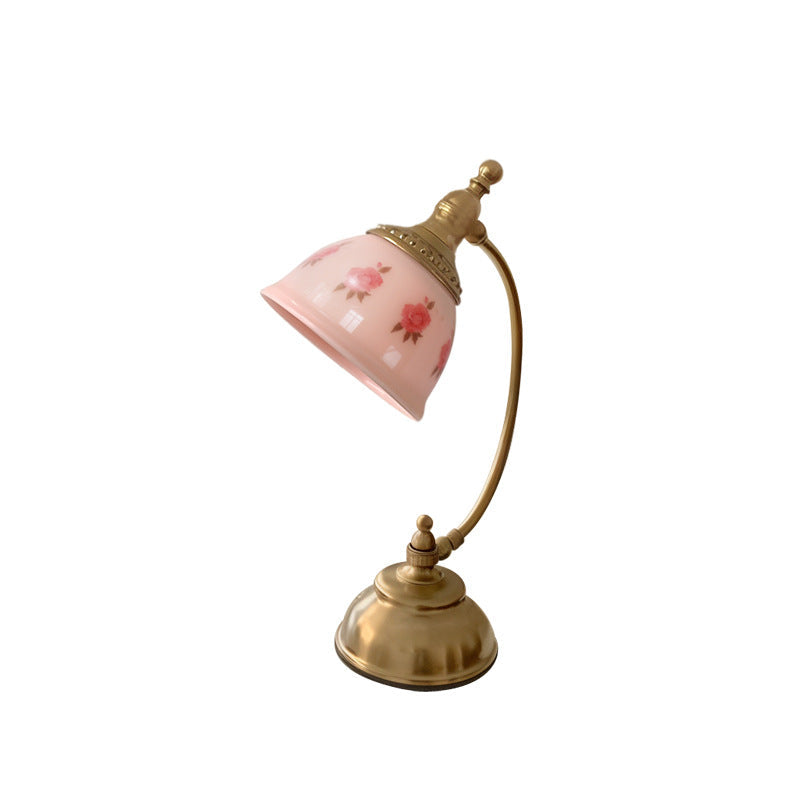 Antique Brass Printed Glass Table Lamp