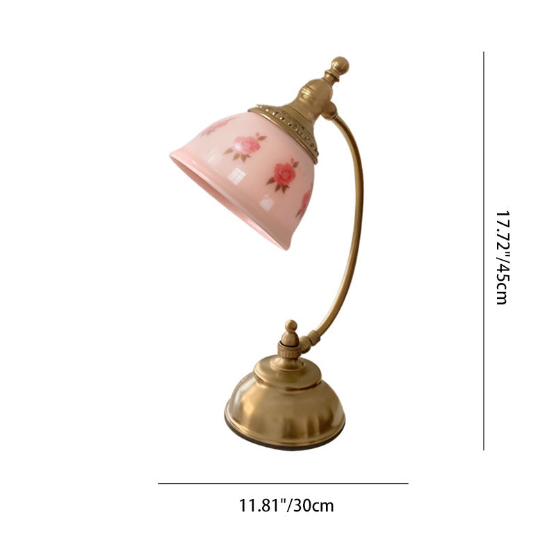 Antique Brass Printed Glass Table Lamp