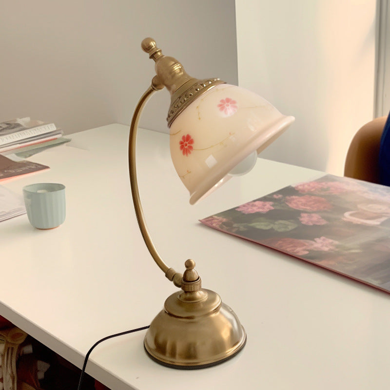 Antique Brass Printed Glass Table Lamp