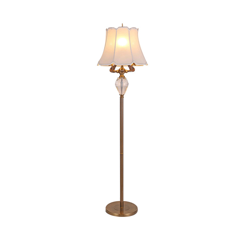 Fabric Bell Crystal Carving 3-Light Floor Lamp