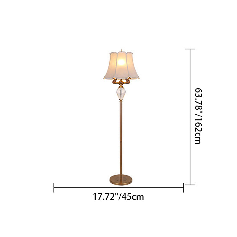 Fabric Bell Crystal Carving 3-Light Floor Lamp