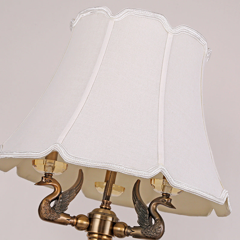 Fabric Bell Crystal Carving 3-Light Floor Lamp