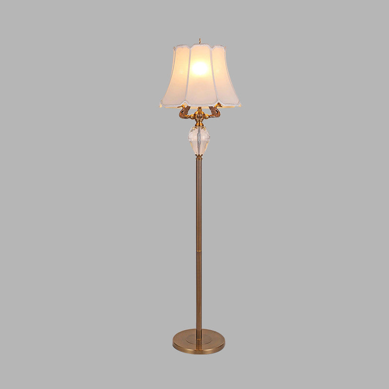 Fabric Bell Crystal Carving 3-Light Floor Lamp