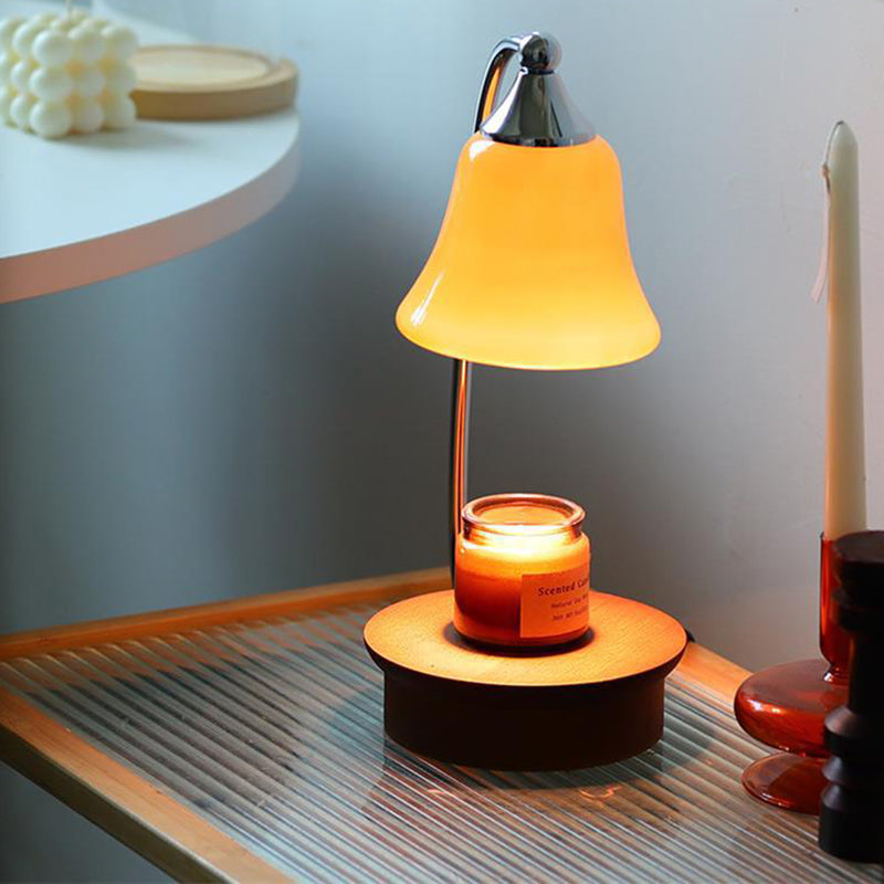 Glass Bell Solid Wood Table Lamp