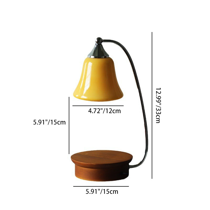 Glass Bell Solid Wood Table Lamp